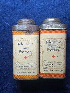 Antique Vtg Johnson & Johnson Baby Powder Talc Tin 4oz Advertising Chicago USA